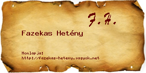 Fazekas Hetény névjegykártya